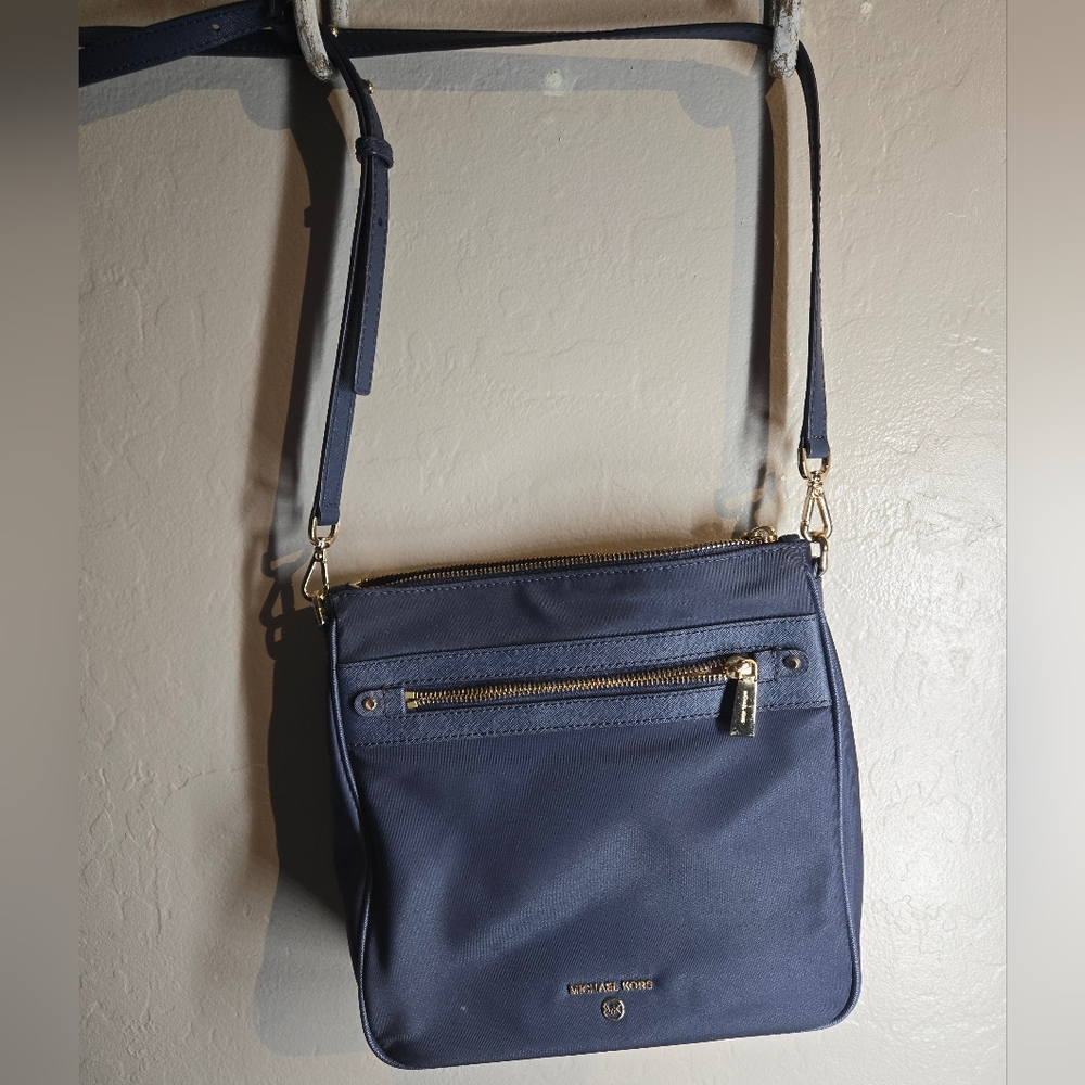 Michael Kors Blue Crossbody Bag with Silver Hardware
